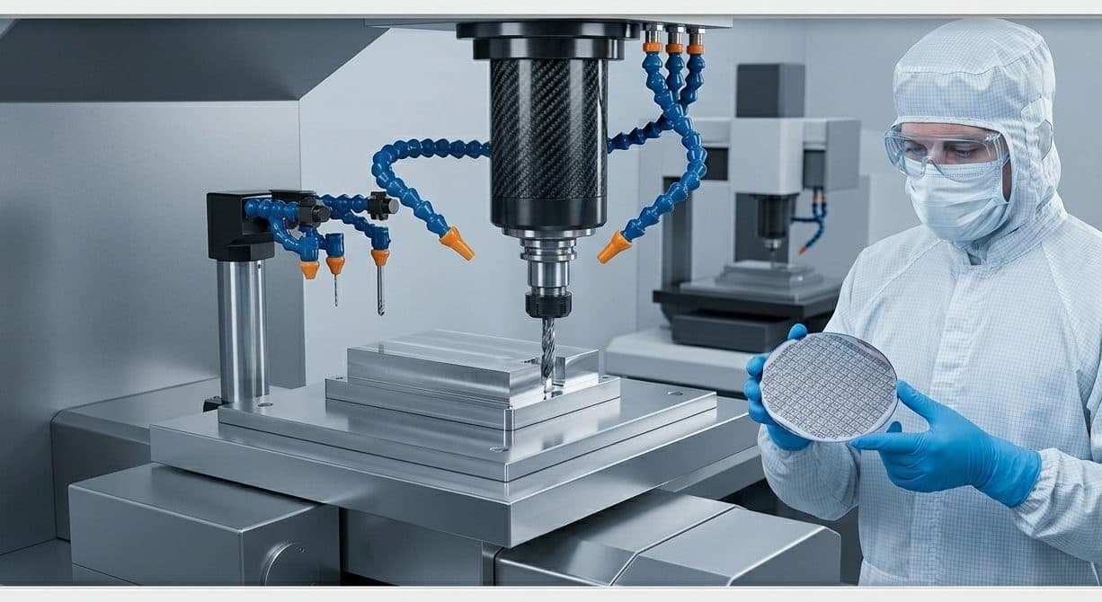 Precision machining and wafer inspection in a cleanroom environment.