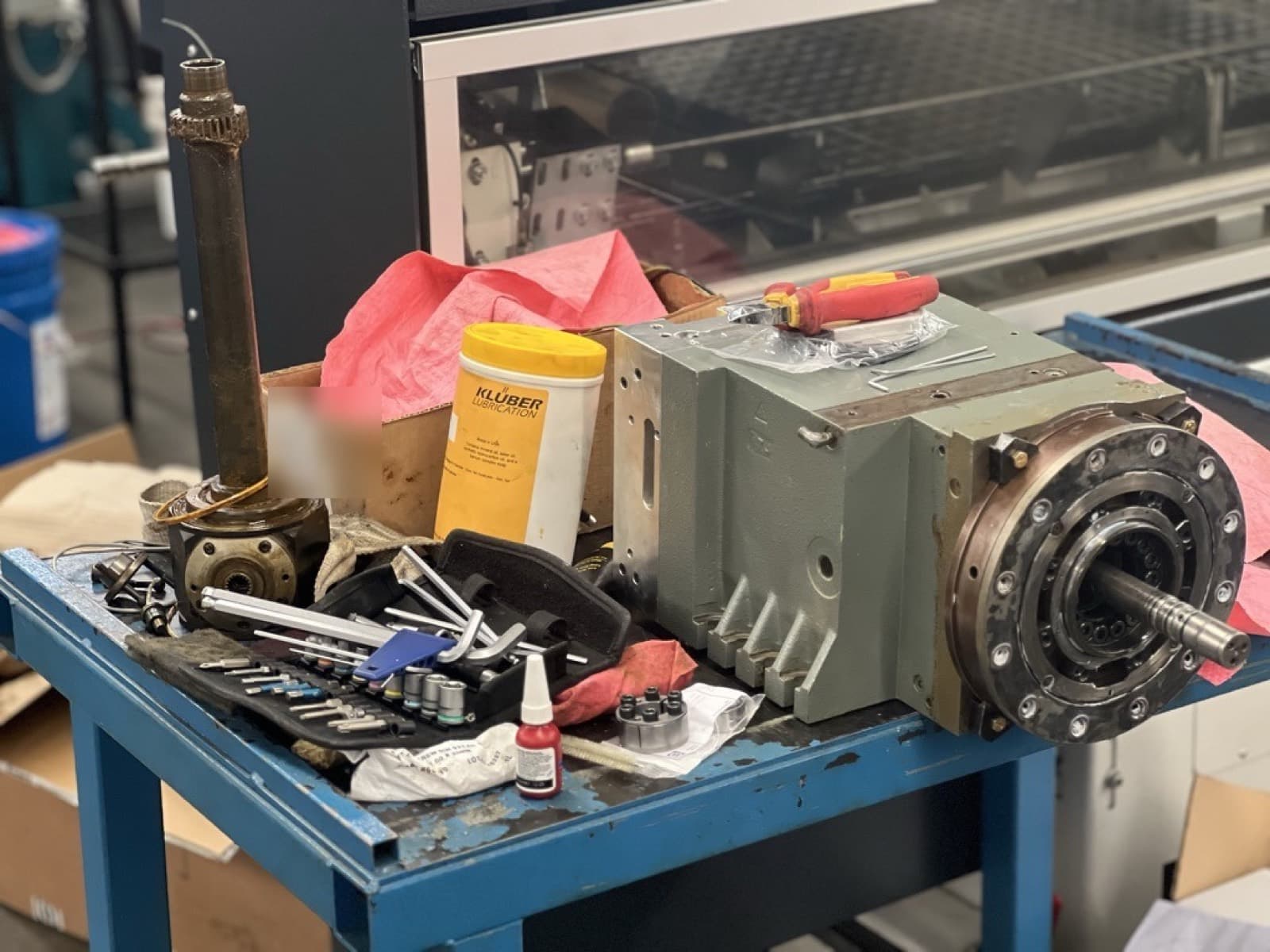 Sauter turret torn down on the bench for inspection