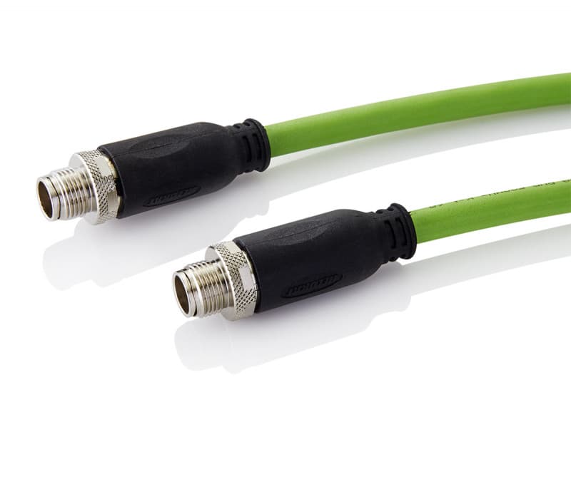 Data cable with 2 x M12-plug, female, x-type encoded, length: 10 m