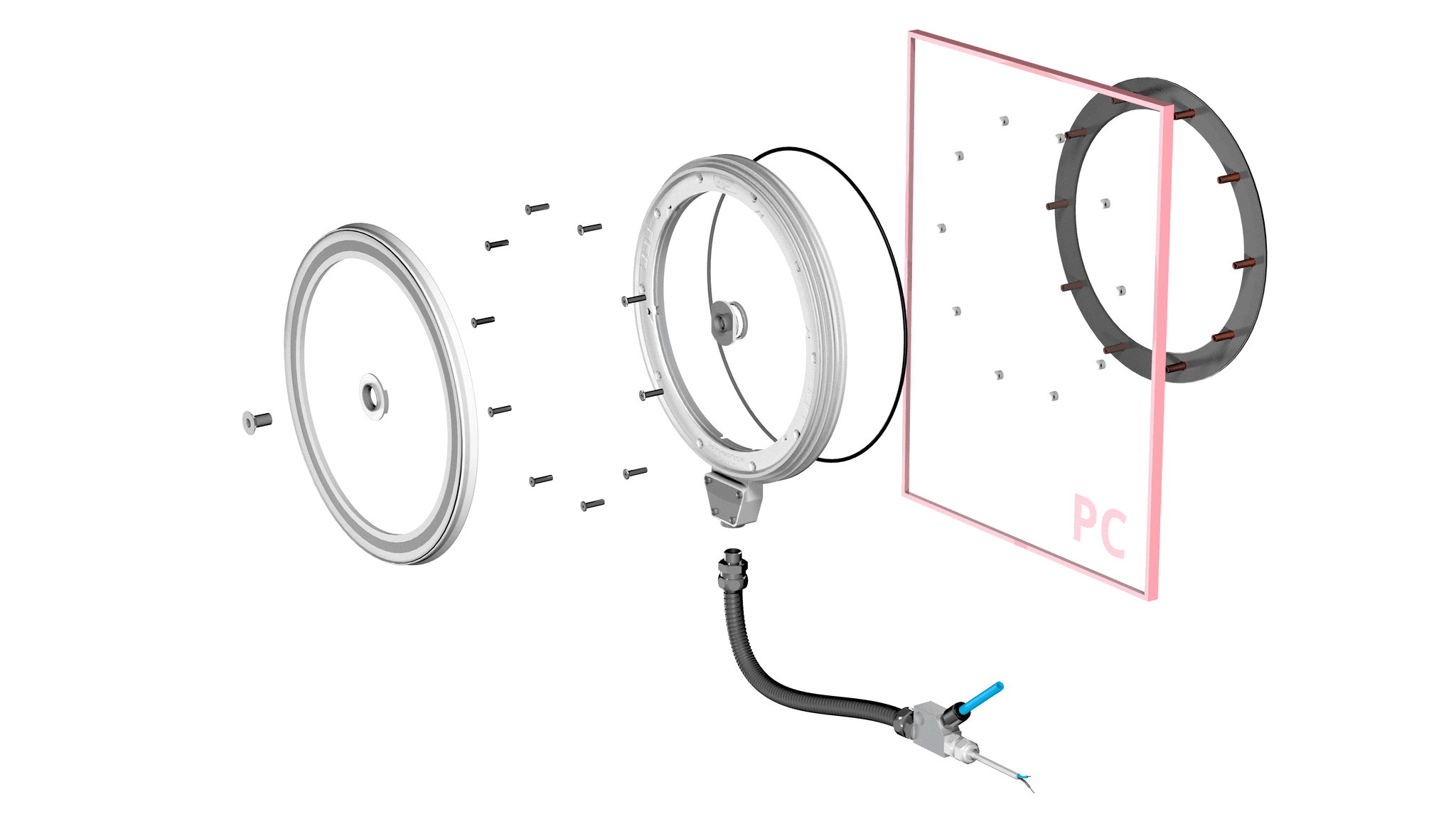 Exploded view of the Rotoclear S3 screwable version
